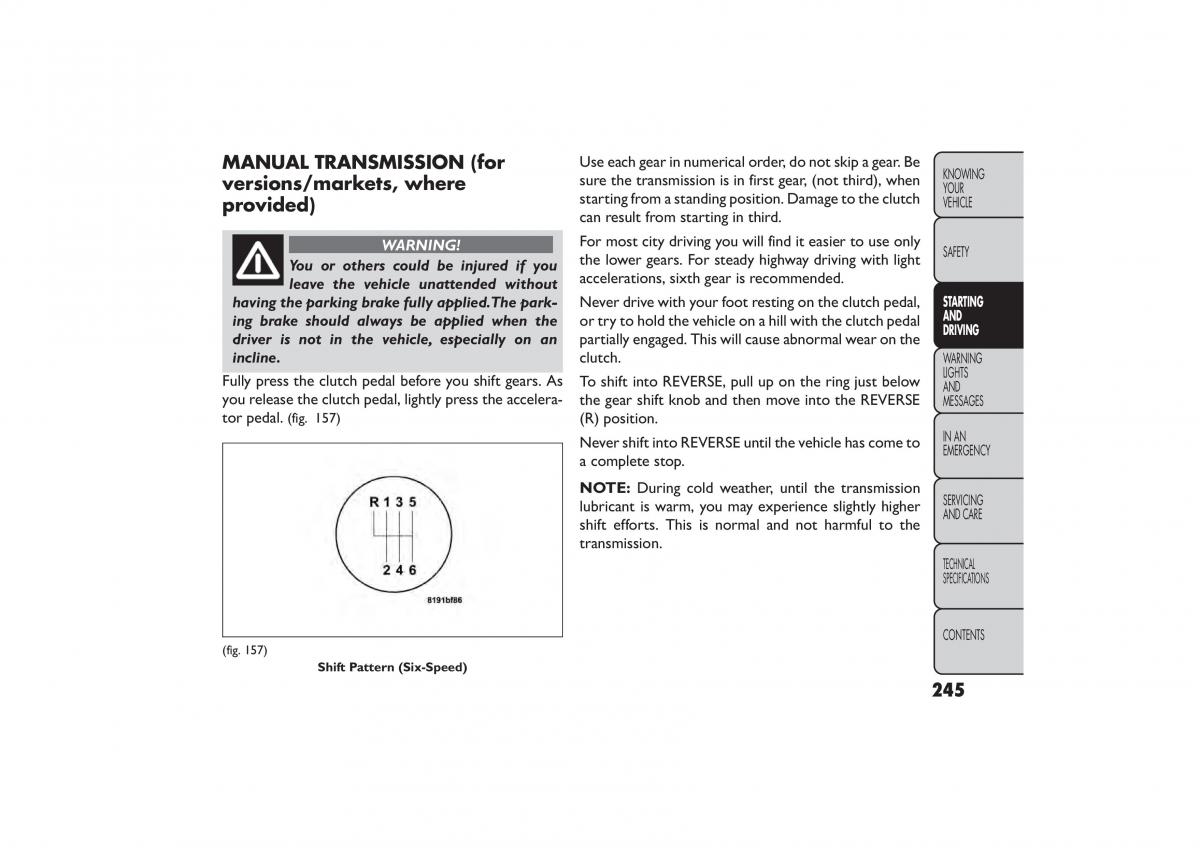 Fiat Freemont owners manual / page 251