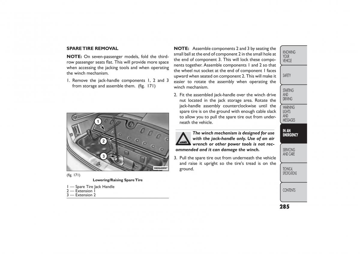 Fiat Freemont owners manual / page 291