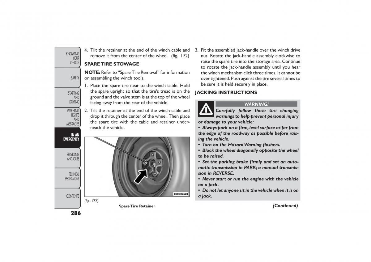 Fiat Freemont owners manual / page 292