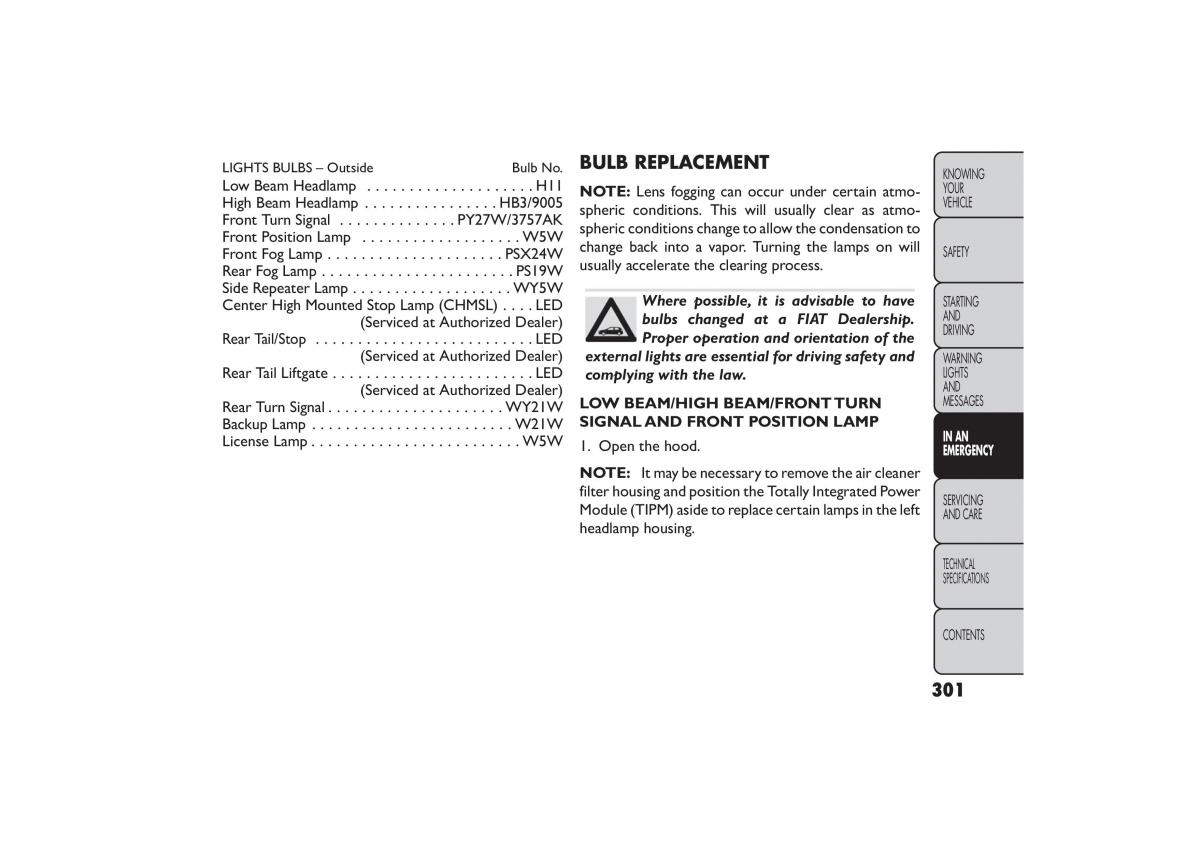 Fiat Freemont owners manual / page 307