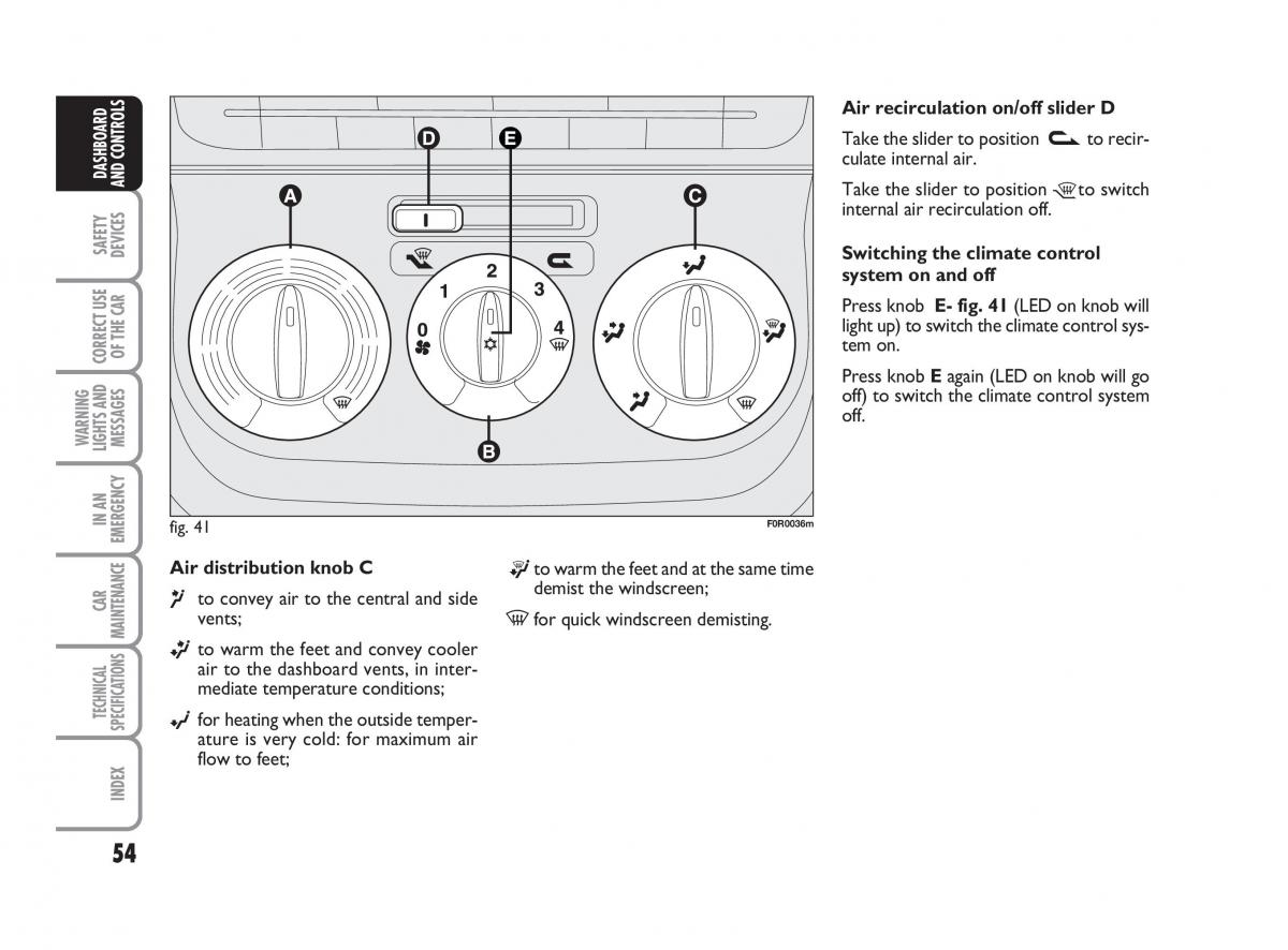 Fiat Linea owners manual / page 55