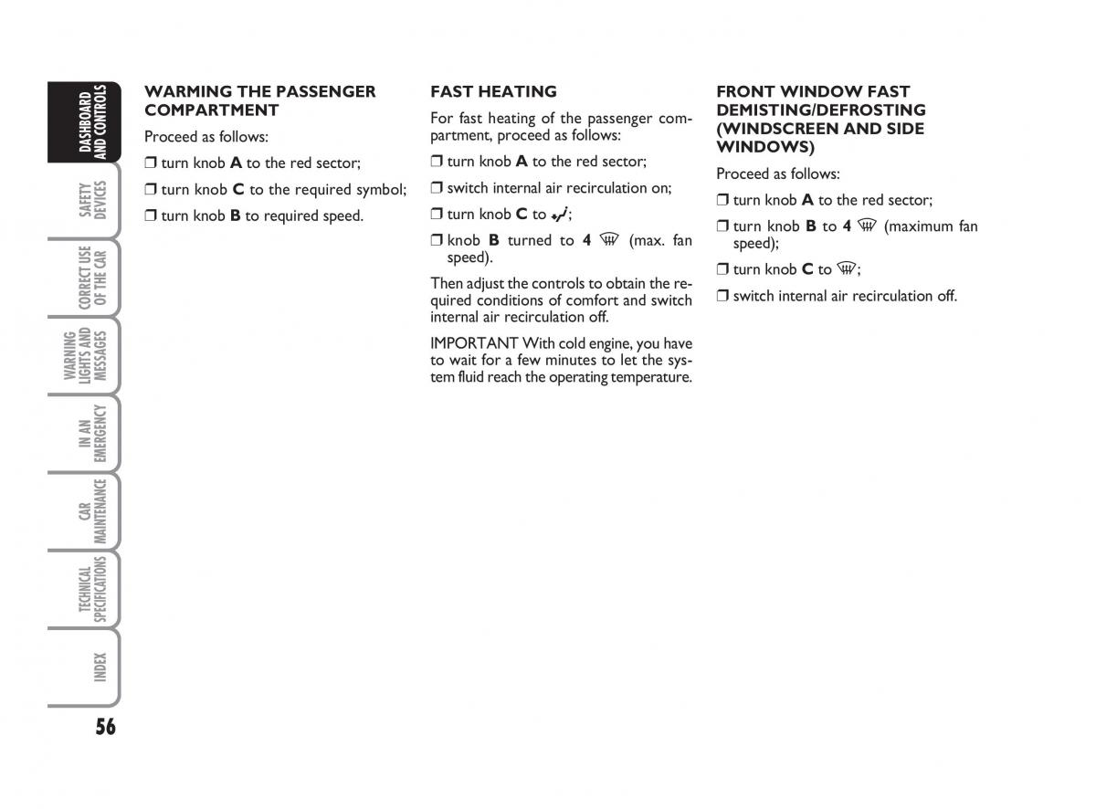 Fiat Linea owners manual / page 57