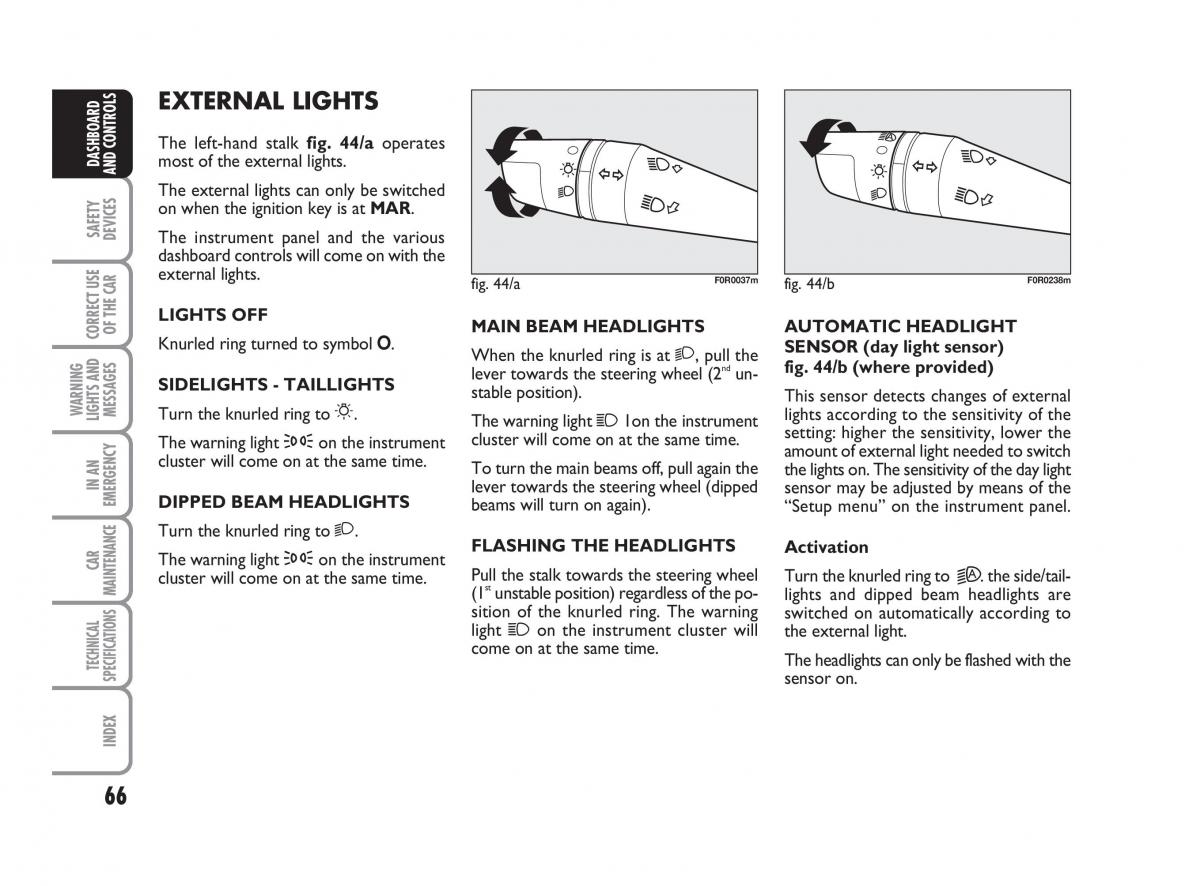 Fiat Linea owners manual / page 67