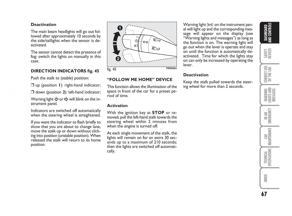 Fiat Linea owners manual / page 68