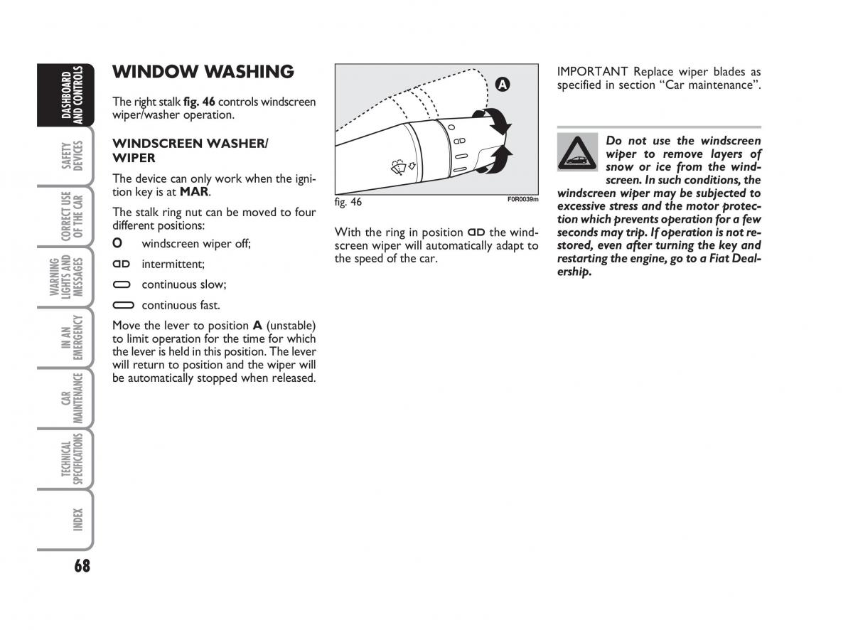 Fiat Linea owners manual / page 69