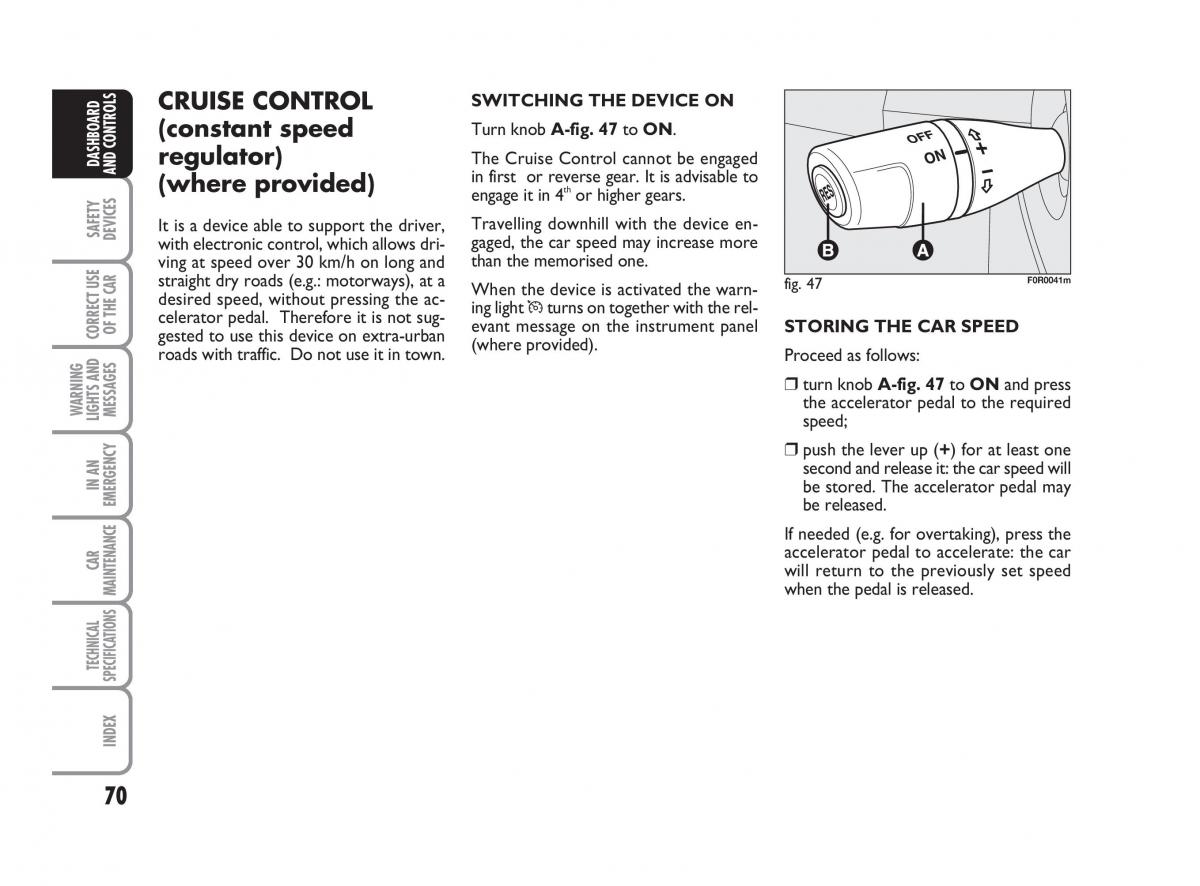 Fiat Linea owners manual / page 71