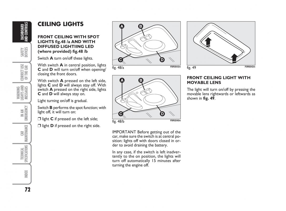 Fiat Linea owners manual / page 73