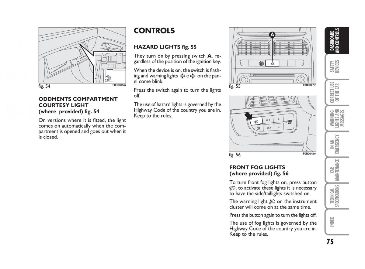 Fiat Linea owners manual / page 76