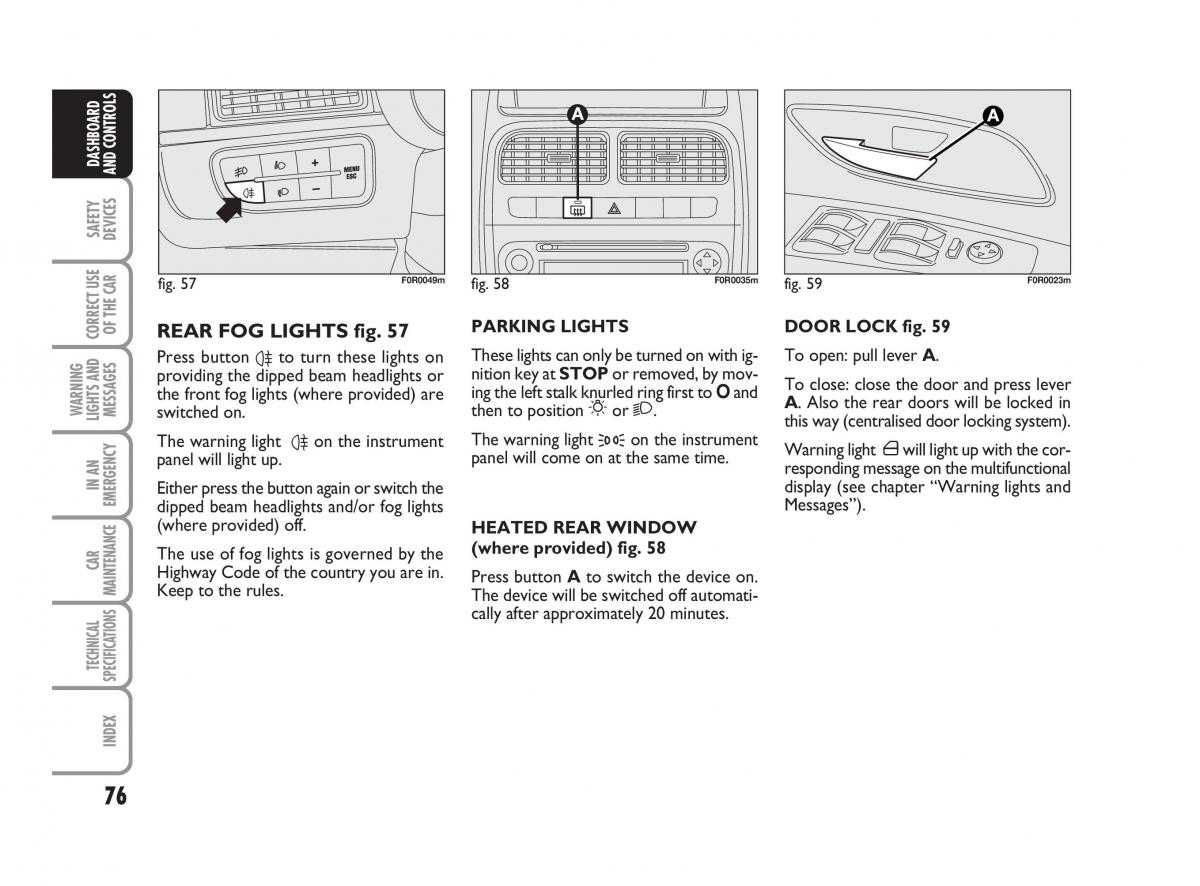 Fiat Linea owners manual / page 77