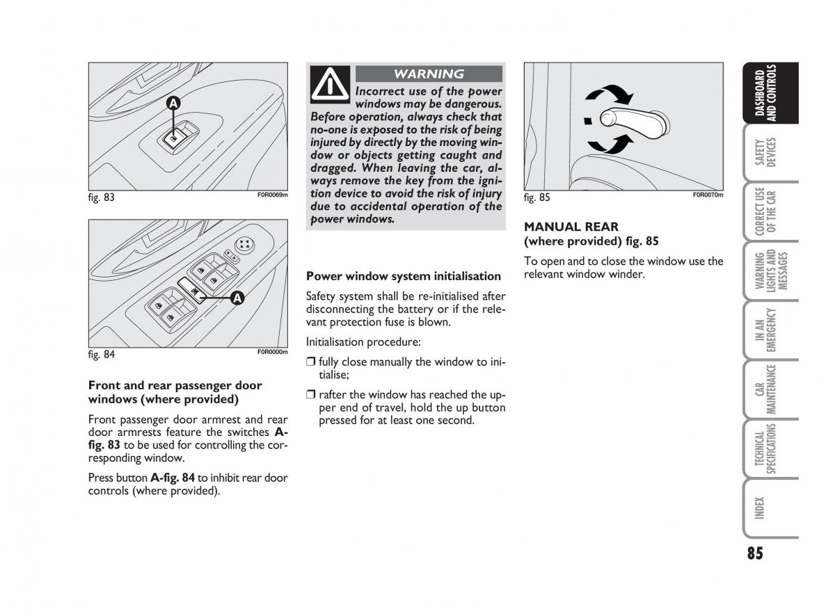 Fiat Linea owners manual / page 86