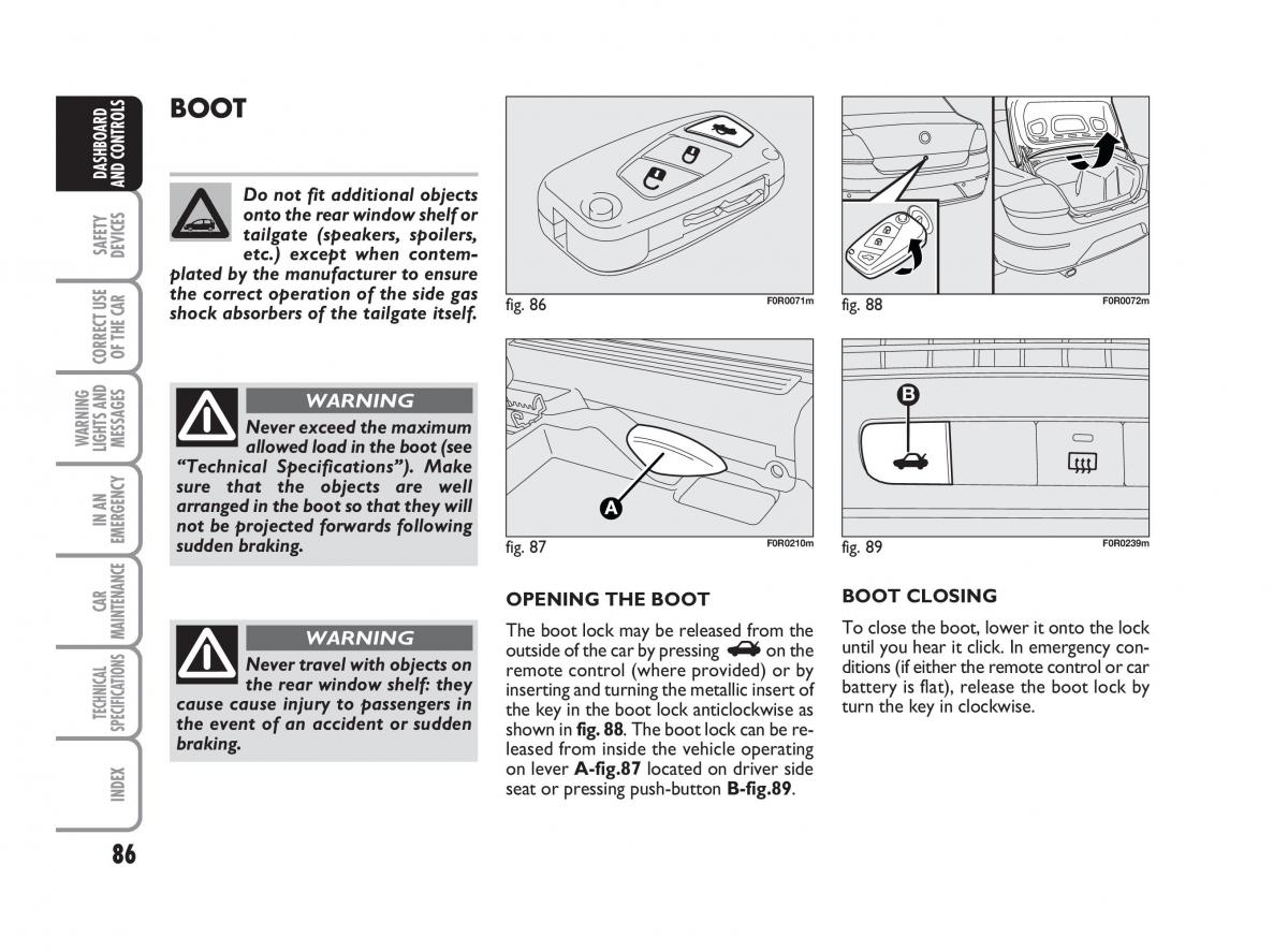 Fiat Linea owners manual / page 87