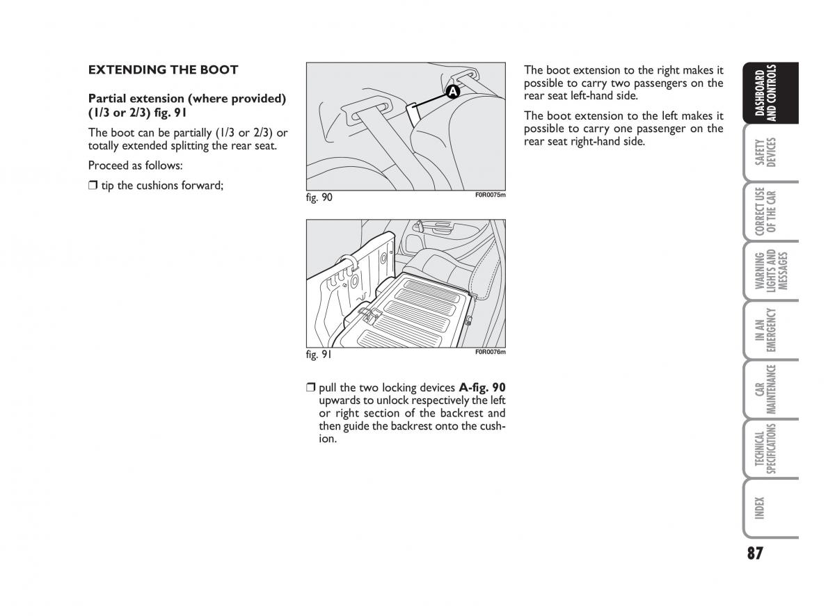 Fiat Linea owners manual / page 88