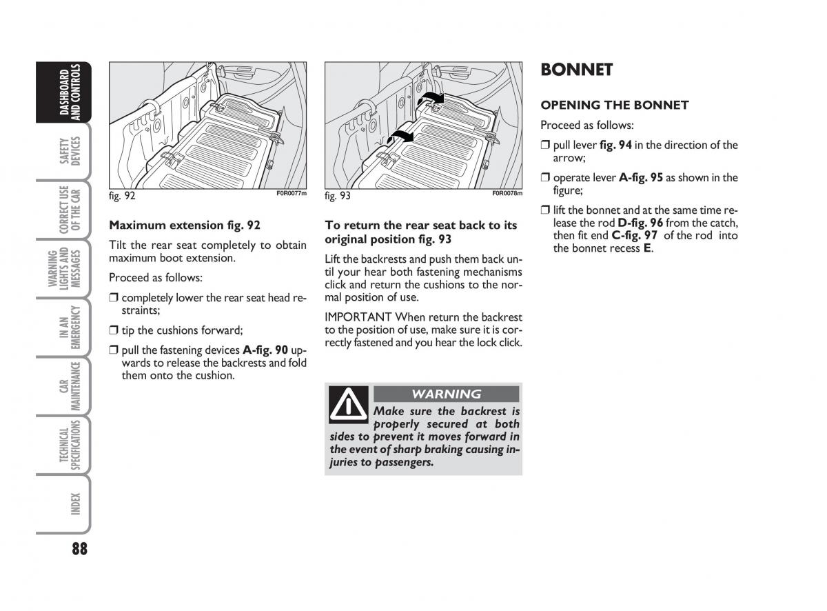 Fiat Linea owners manual / page 89