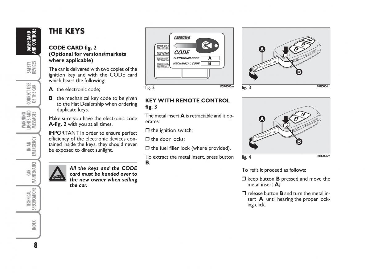 Fiat Linea owners manual / page 9