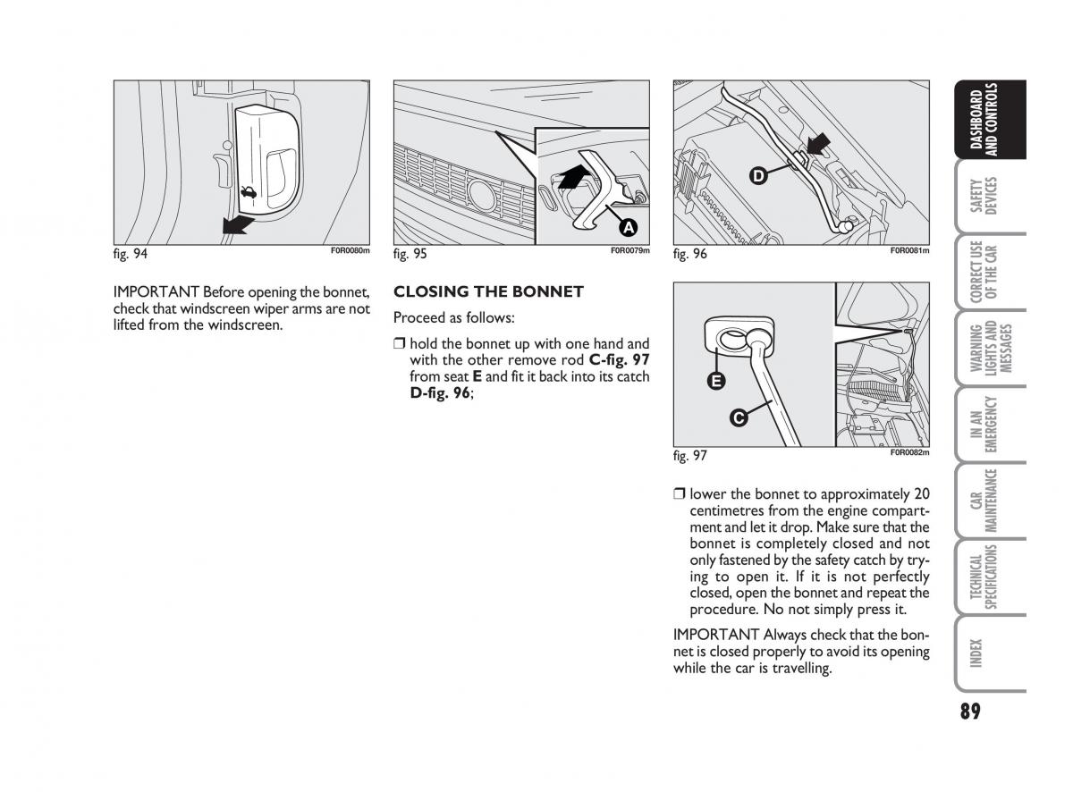 Fiat Linea owners manual / page 90