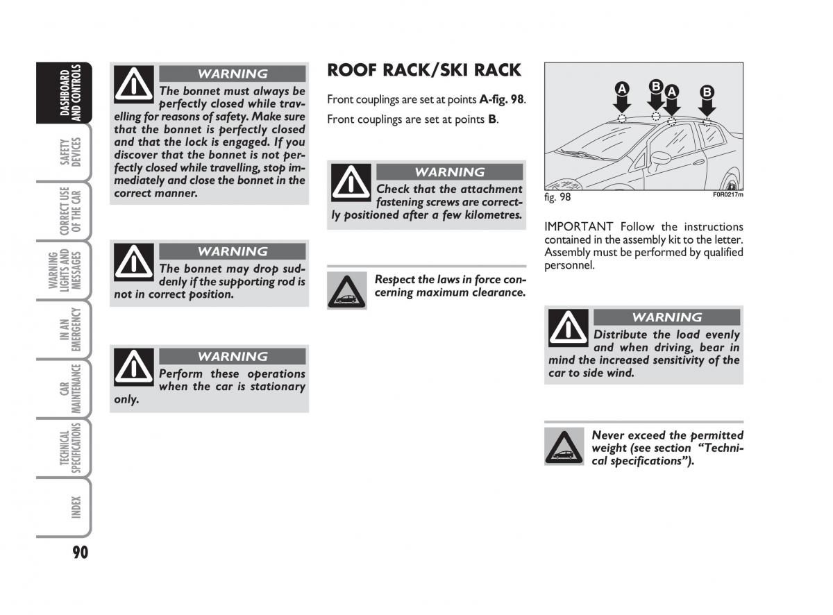 Fiat Linea owners manual / page 91