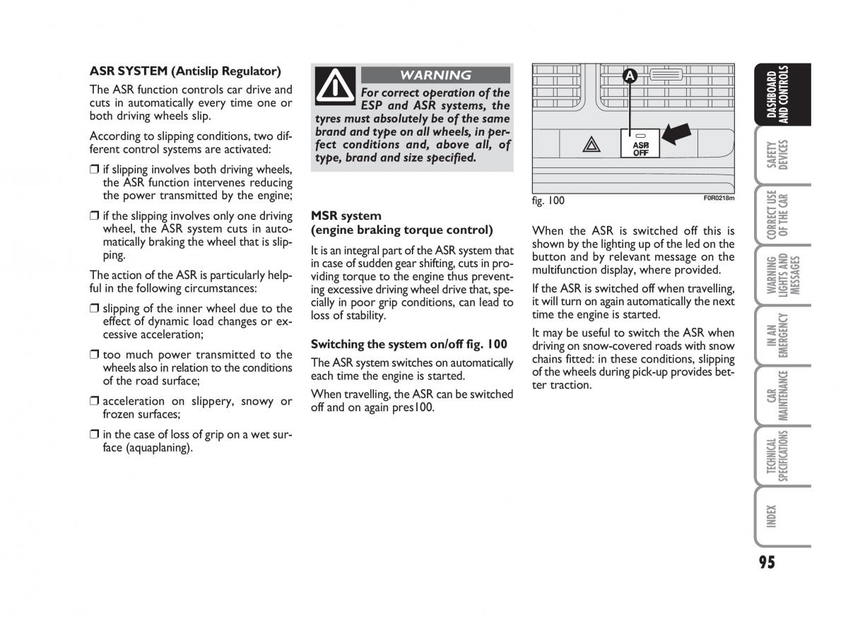 Fiat Linea owners manual / page 96