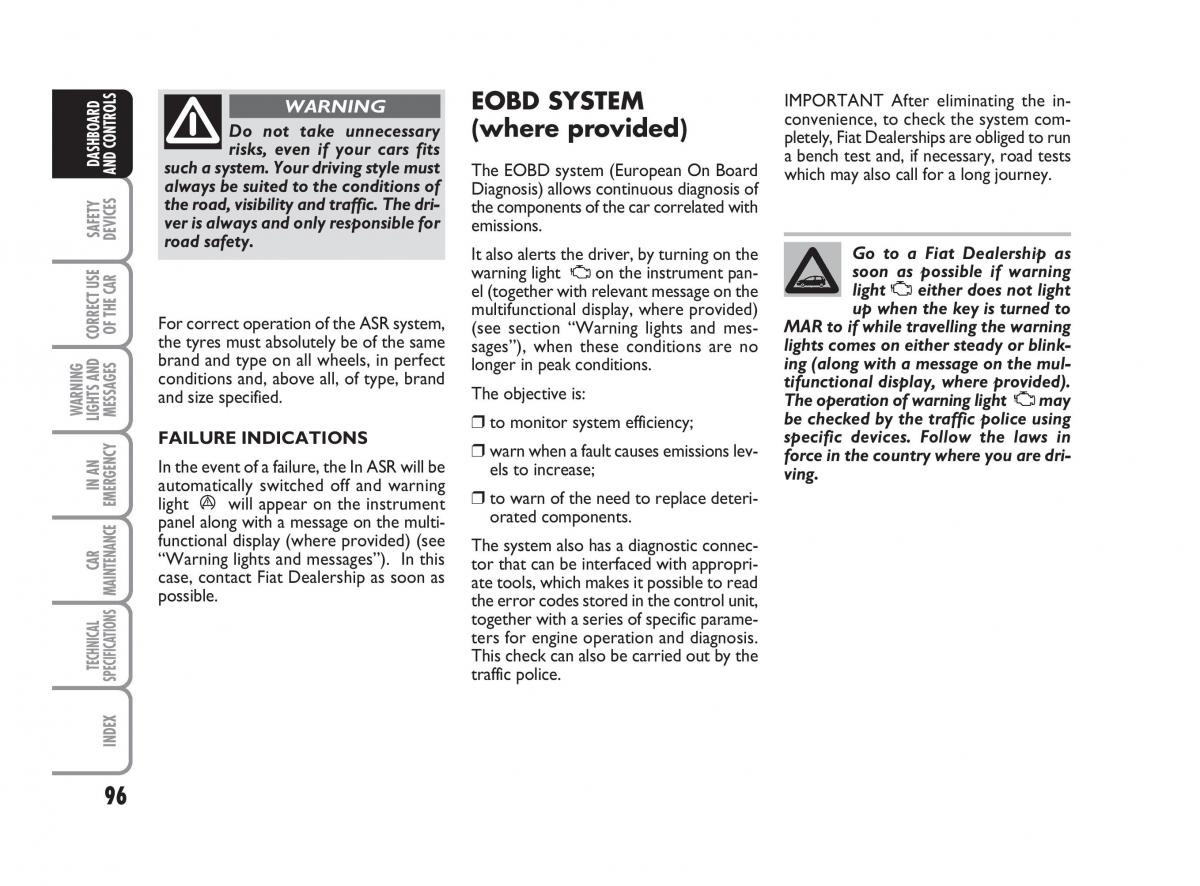 Fiat Linea owners manual / page 97