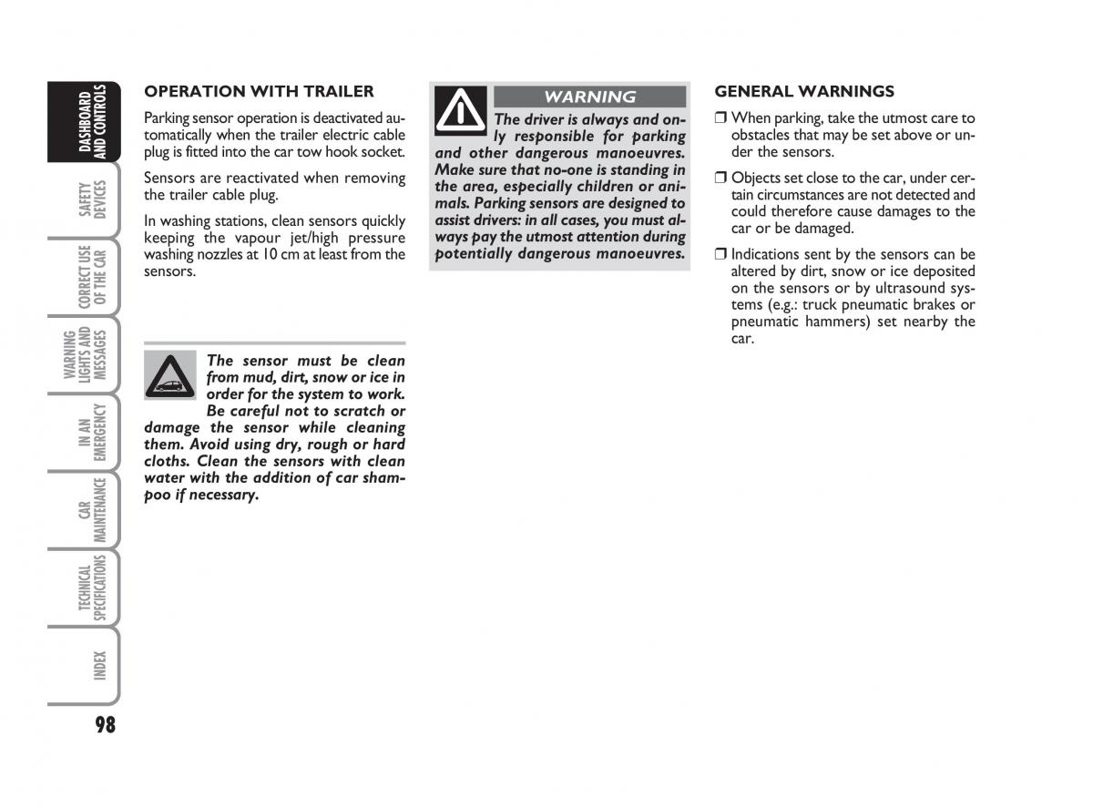 Fiat Linea owners manual / page 99