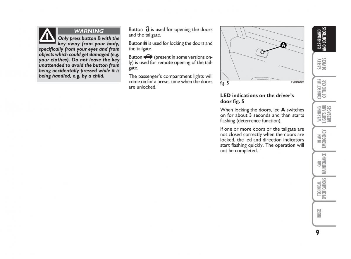 Fiat Linea owners manual / page 10