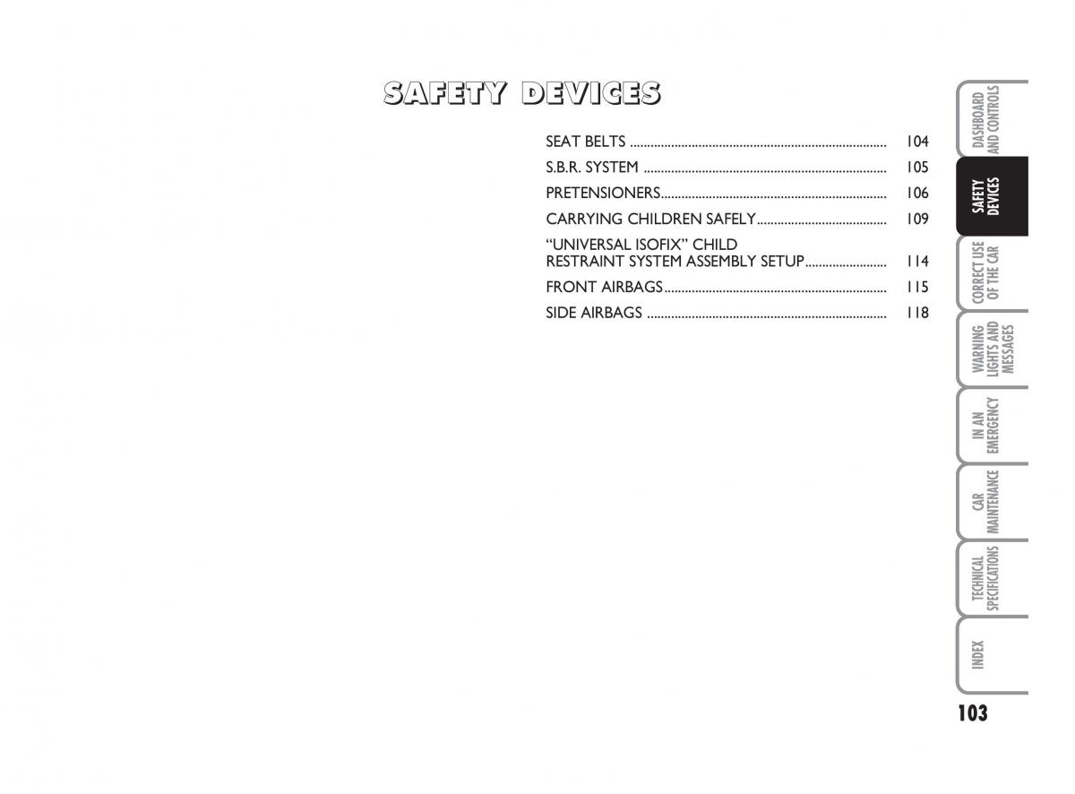 Fiat Linea owners manual / page 104