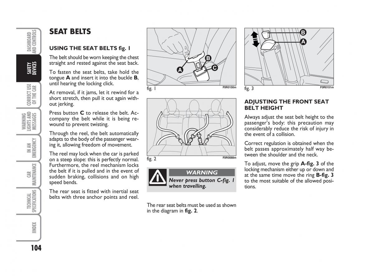 Fiat Linea owners manual / page 105