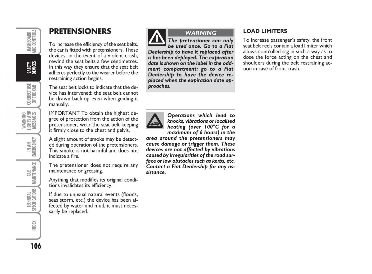 Fiat Linea owners manual / page 107