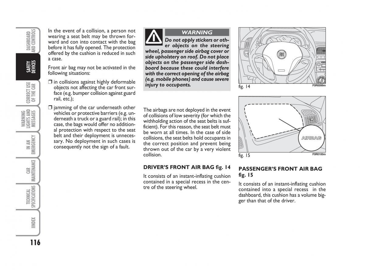 Fiat Linea owners manual / page 117