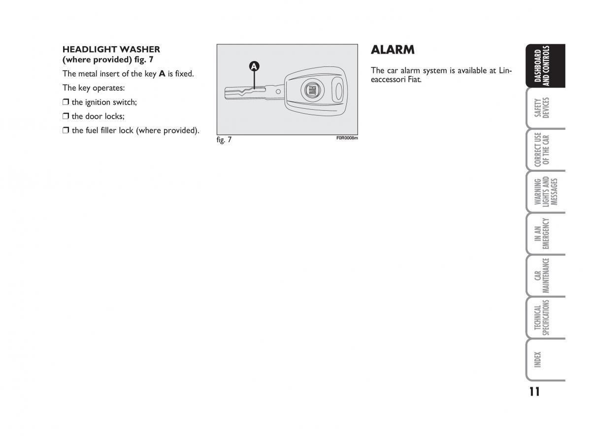 Fiat Linea owners manual / page 12