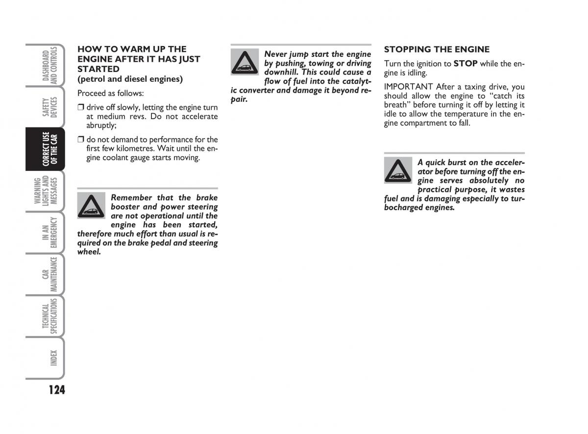 Fiat Linea owners manual / page 125