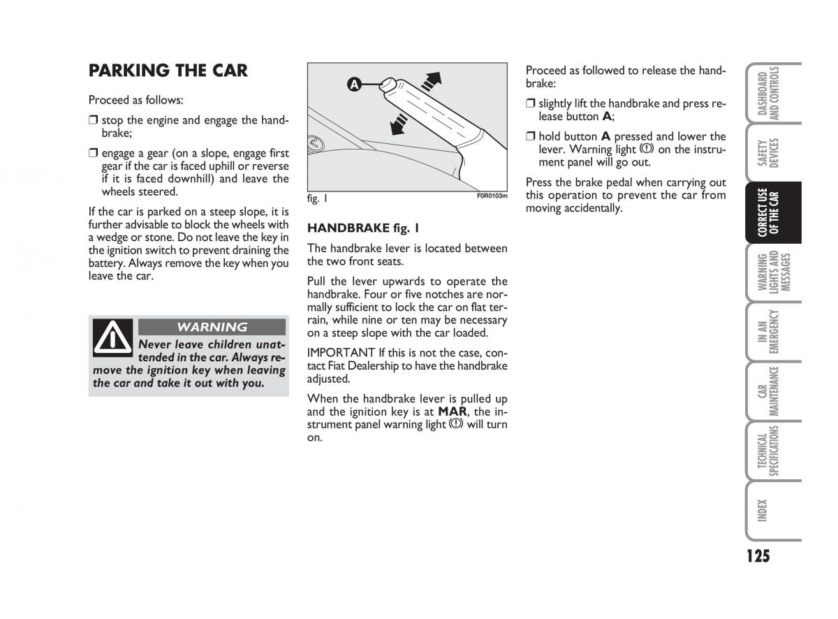 Fiat Linea owners manual / page 126