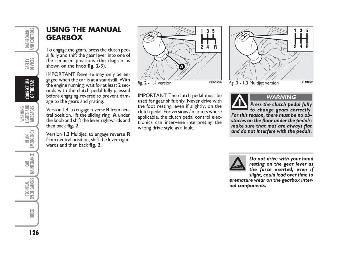 Fiat Linea owners manual / page 127