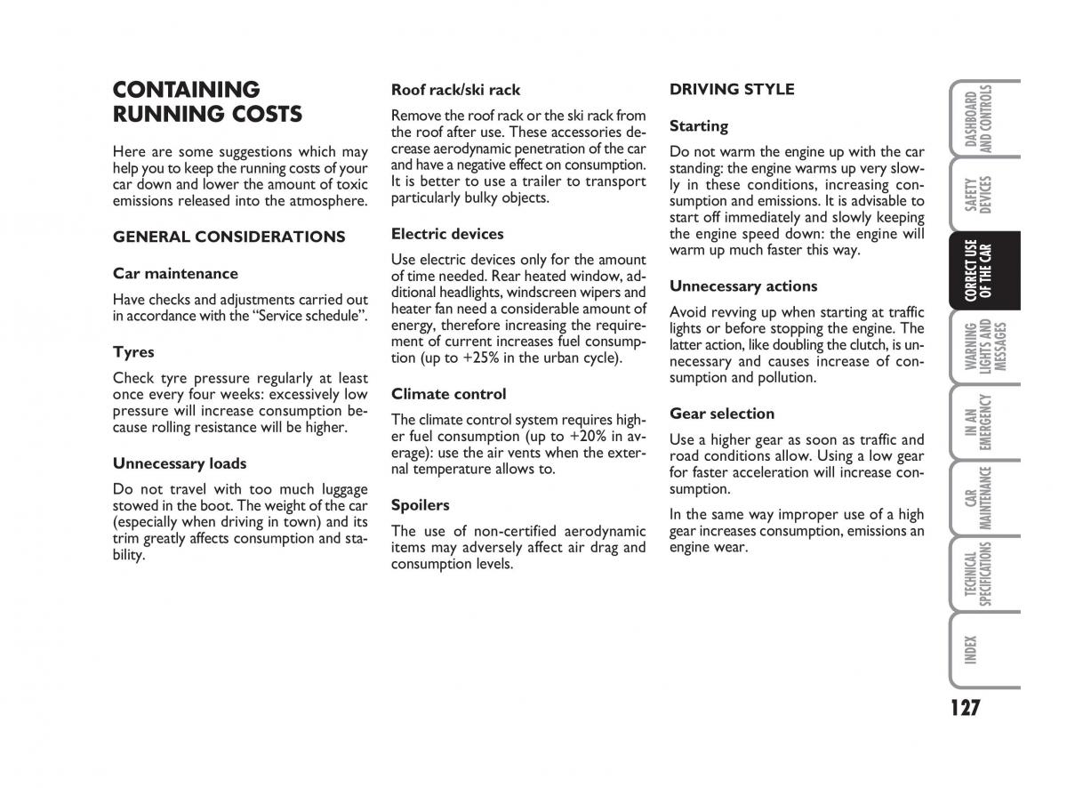 Fiat Linea owners manual / page 128