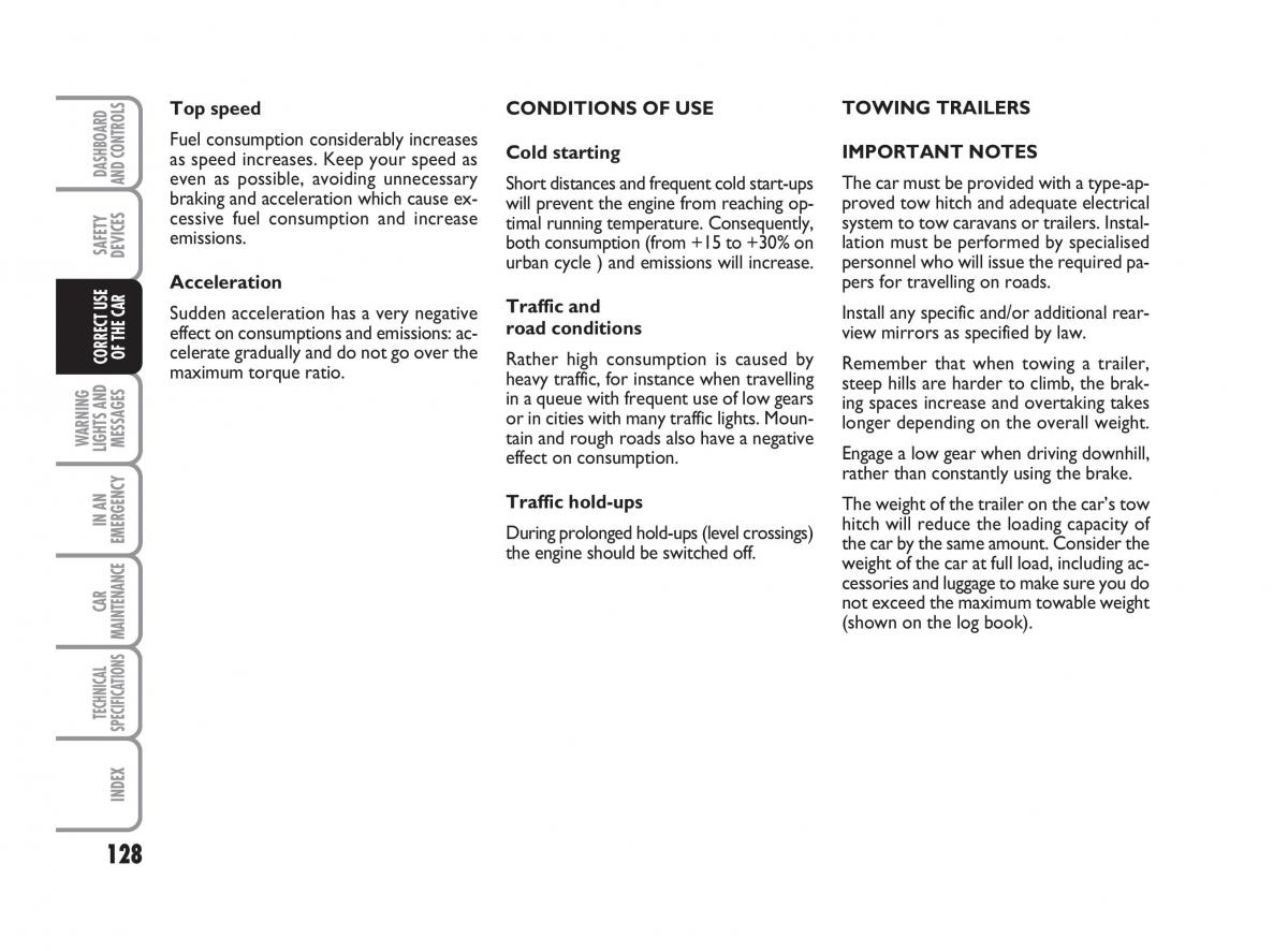 Fiat Linea owners manual / page 129