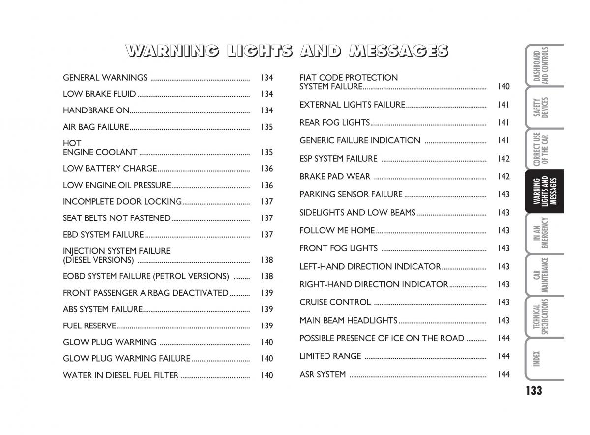 Fiat Linea owners manual / page 134