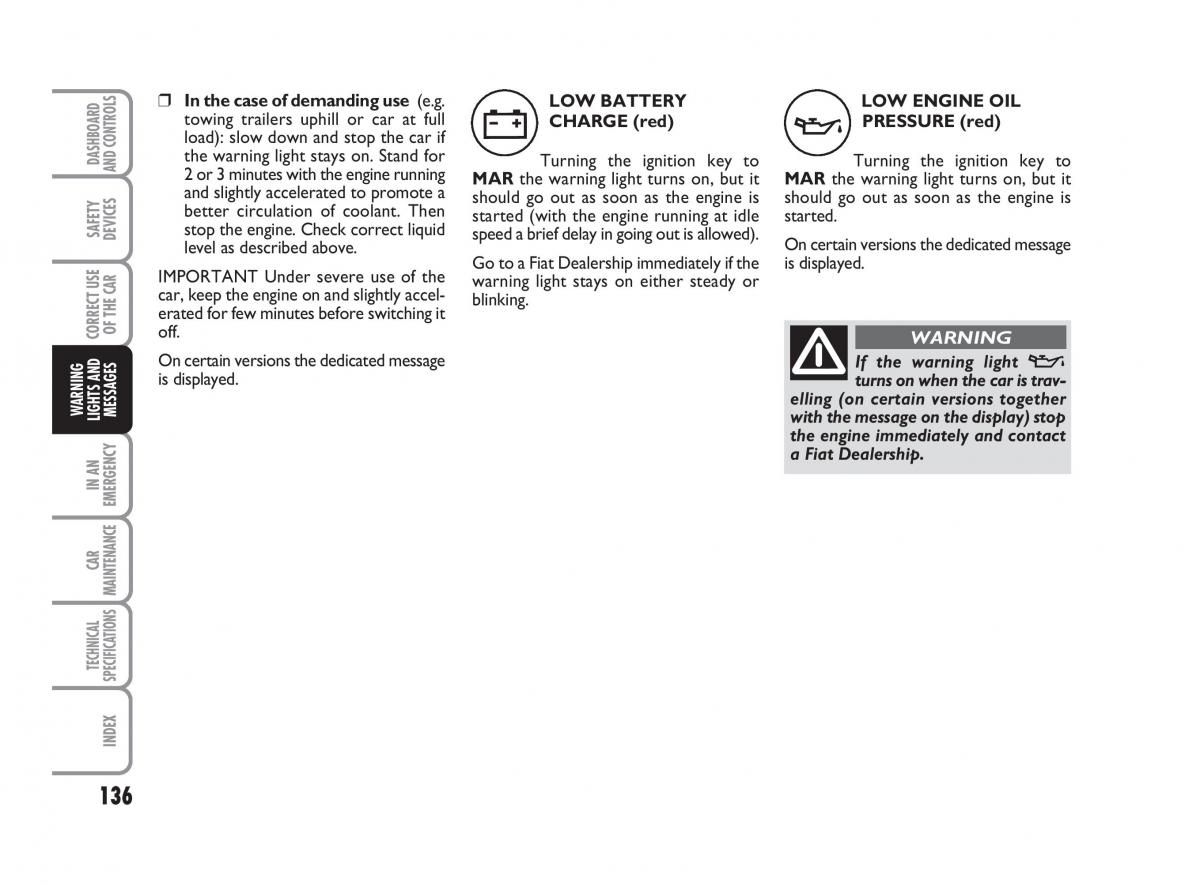 Fiat Linea owners manual / page 137