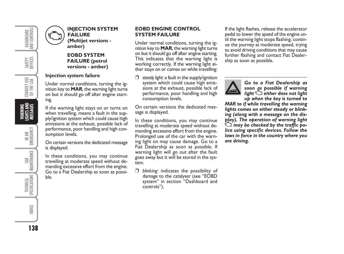 Fiat Linea owners manual / page 139