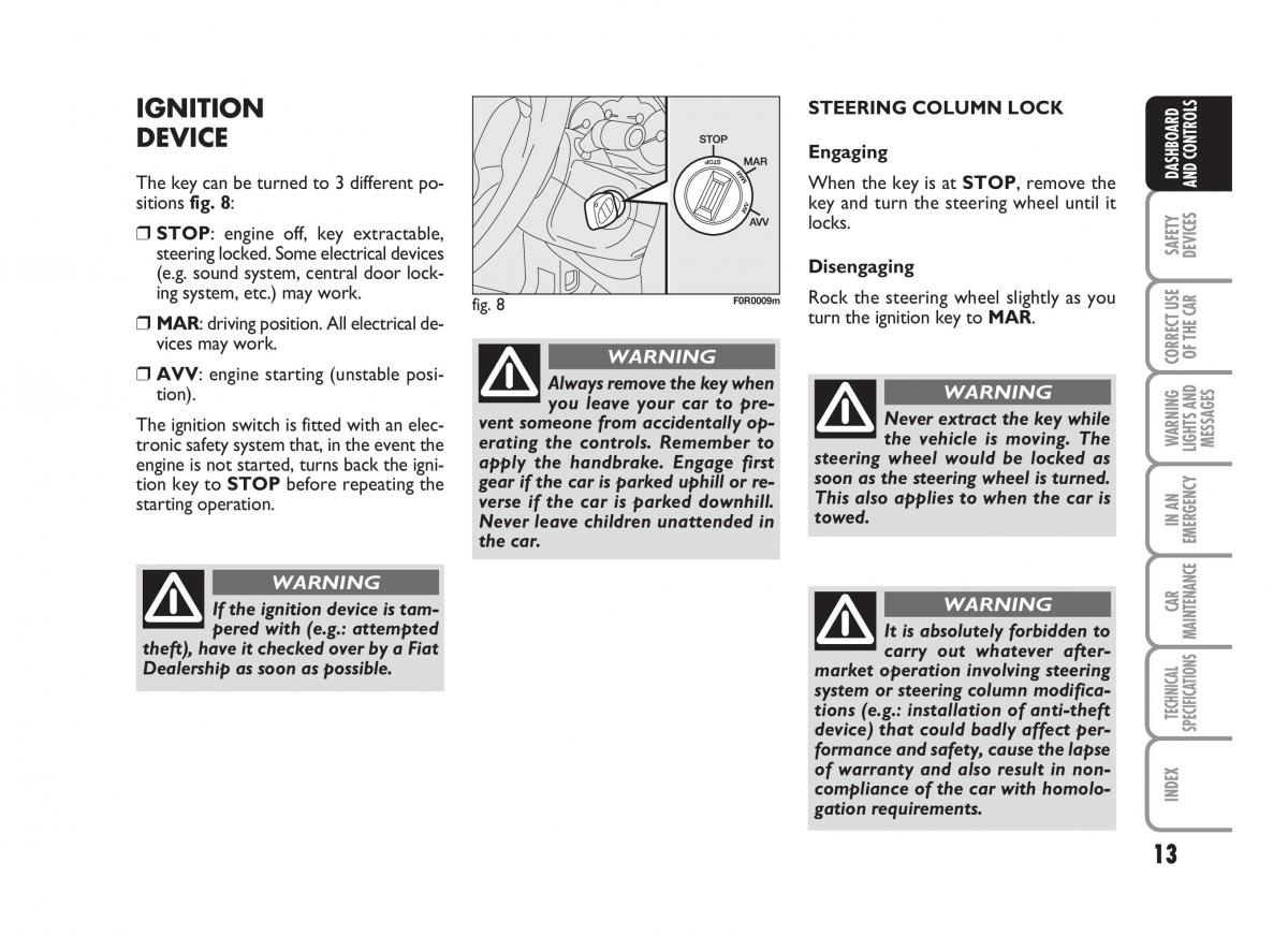 Fiat Linea owners manual / page 14