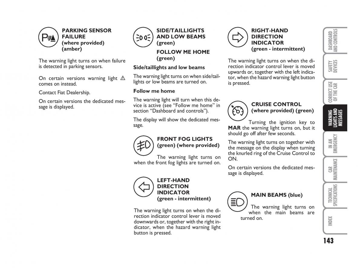 Fiat Linea owners manual / page 144