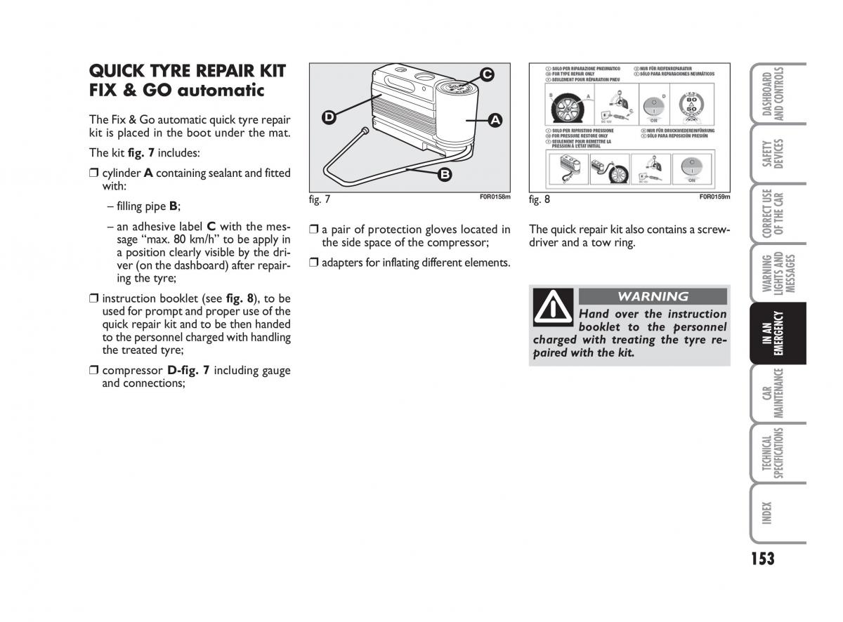 Fiat Linea owners manual / page 154