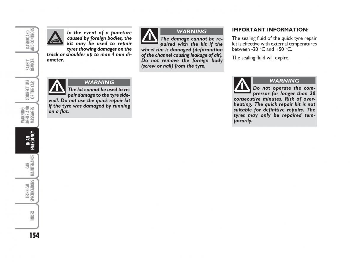 Fiat Linea owners manual / page 155