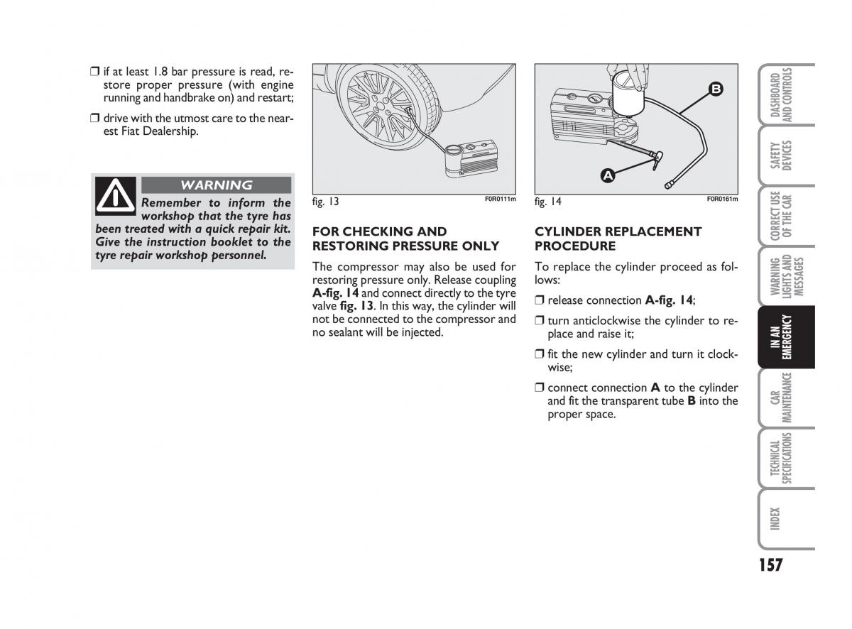 Fiat Linea owners manual / page 158