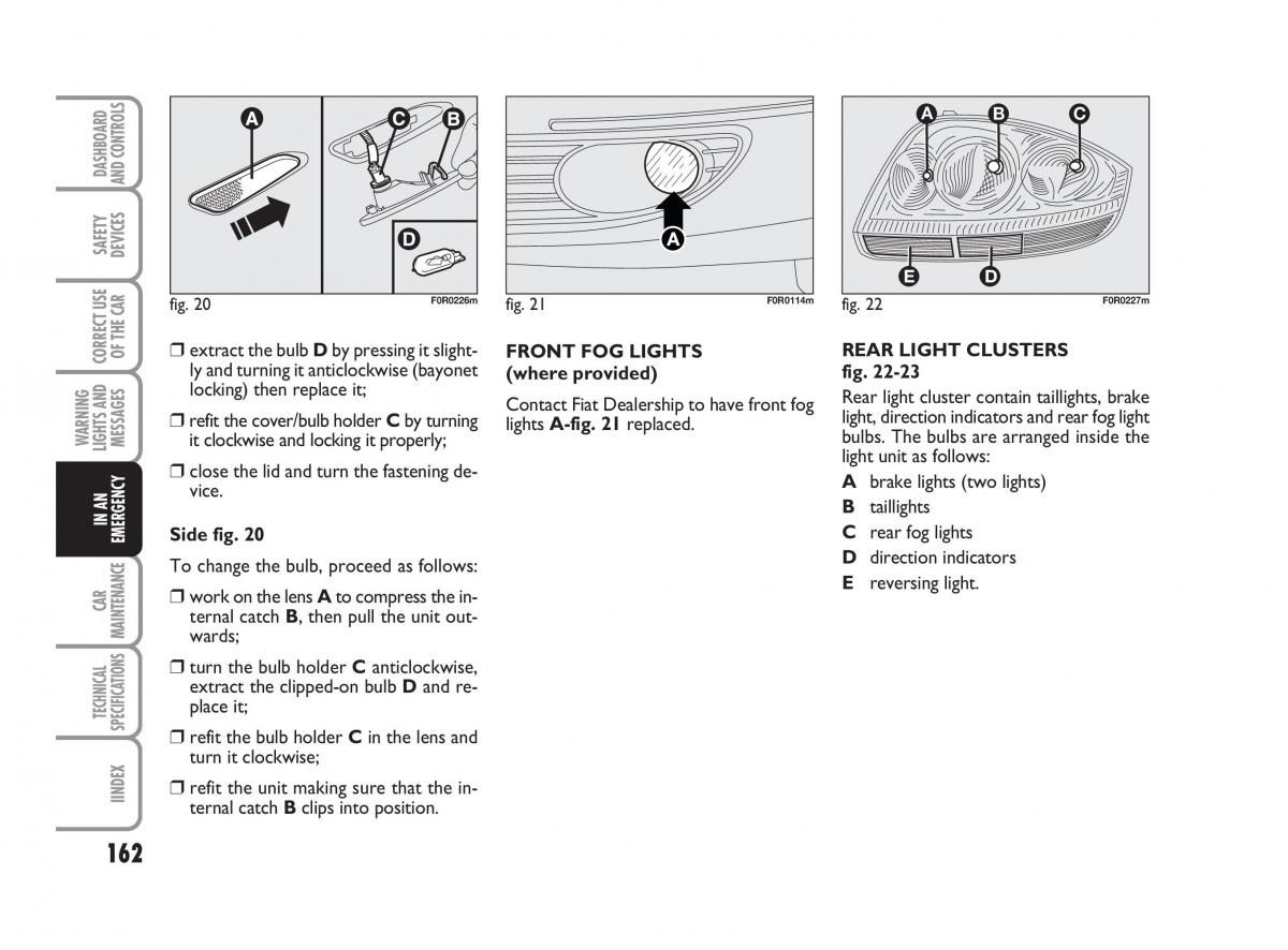 Fiat Linea owners manual / page 163