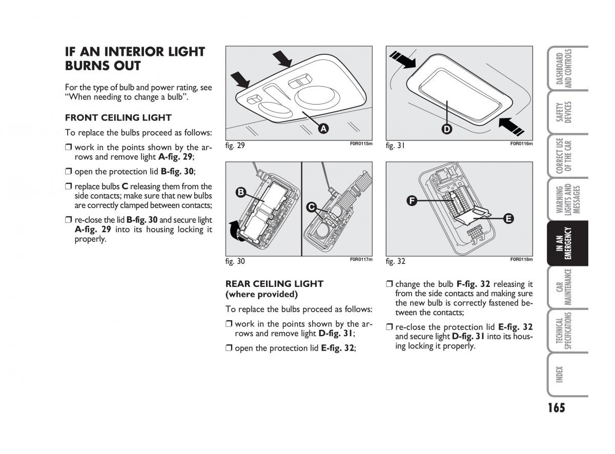 Fiat Linea owners manual / page 166