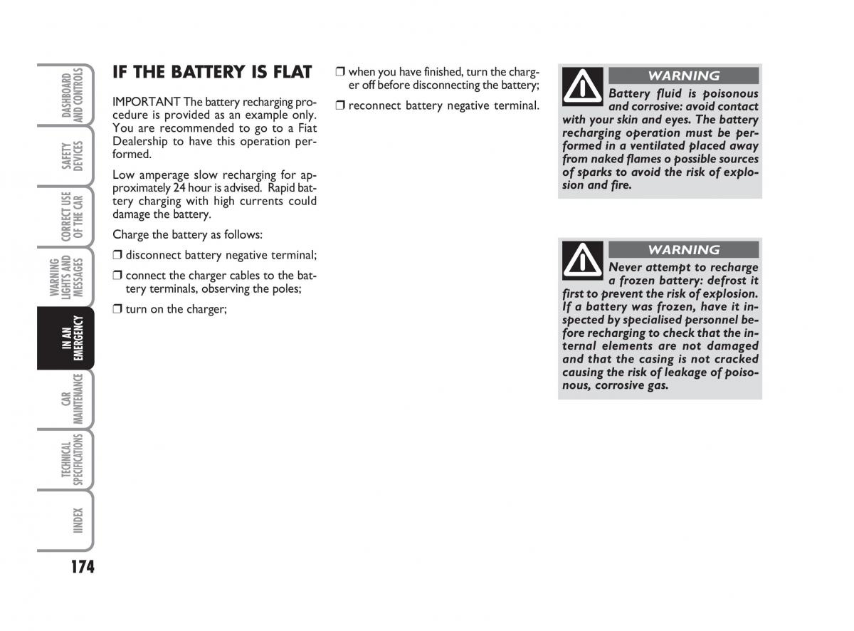 Fiat Linea owners manual / page 175