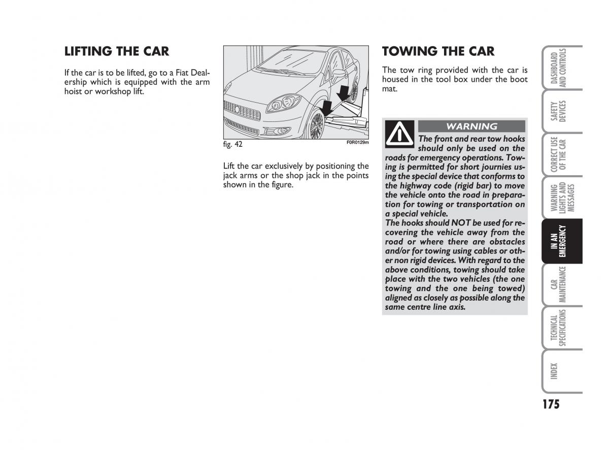 Fiat Linea owners manual / page 176