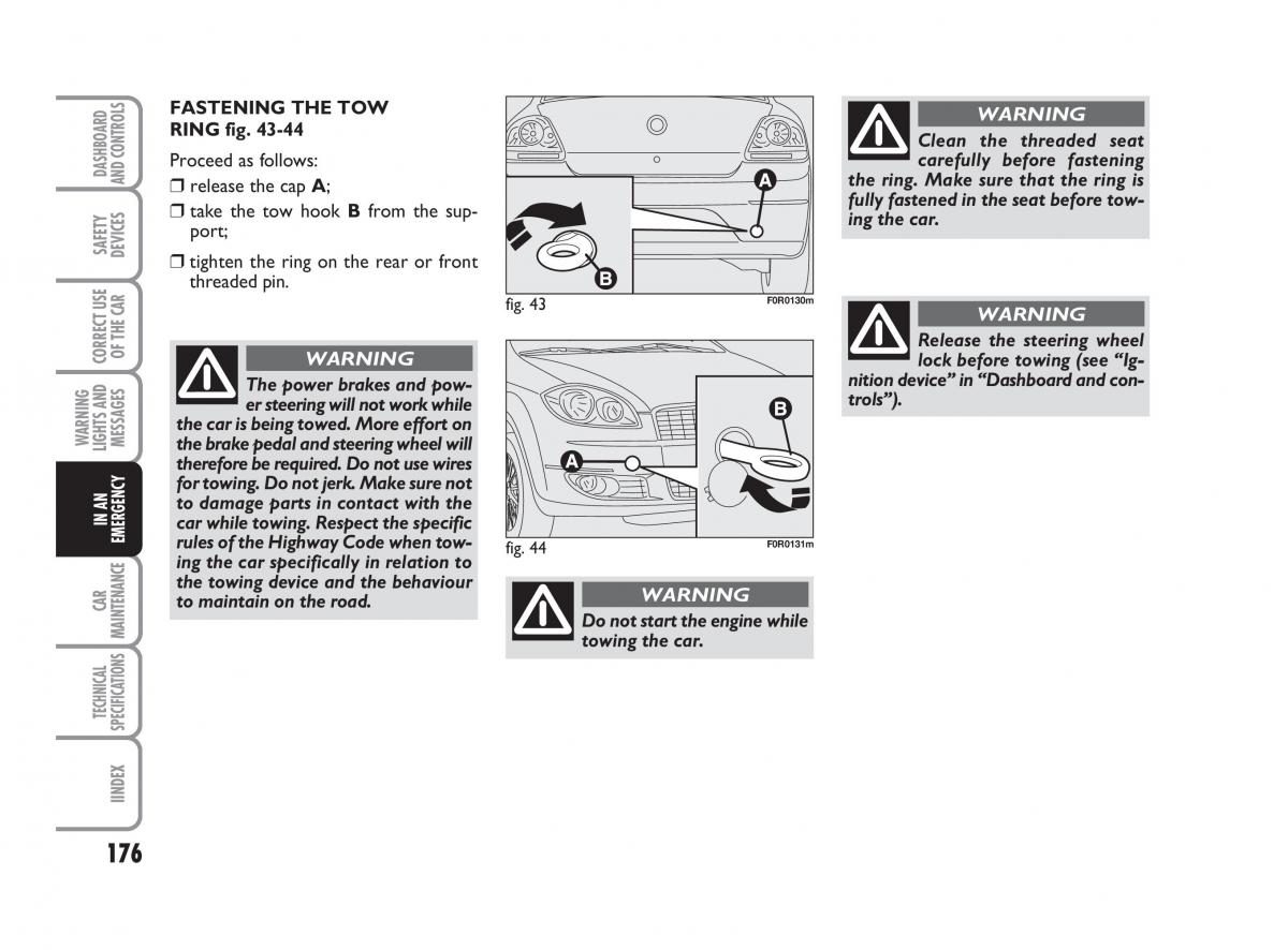 Fiat Linea owners manual / page 177