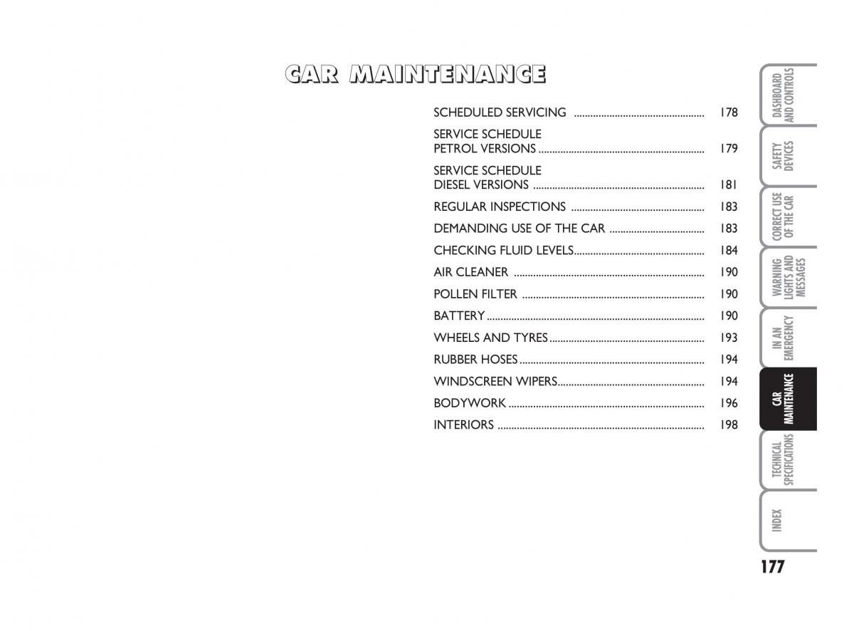 Fiat Linea owners manual / page 178