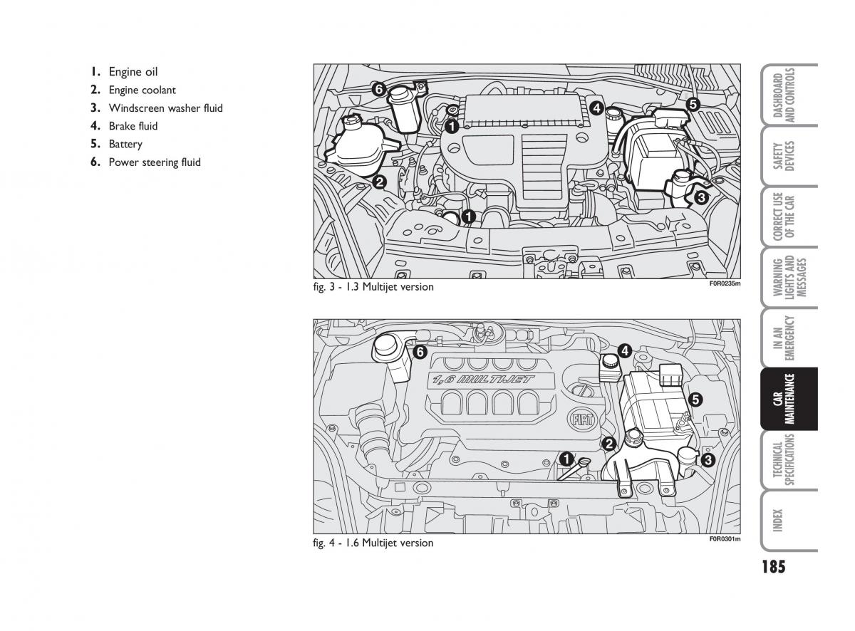 Fiat Linea owners manual / page 186