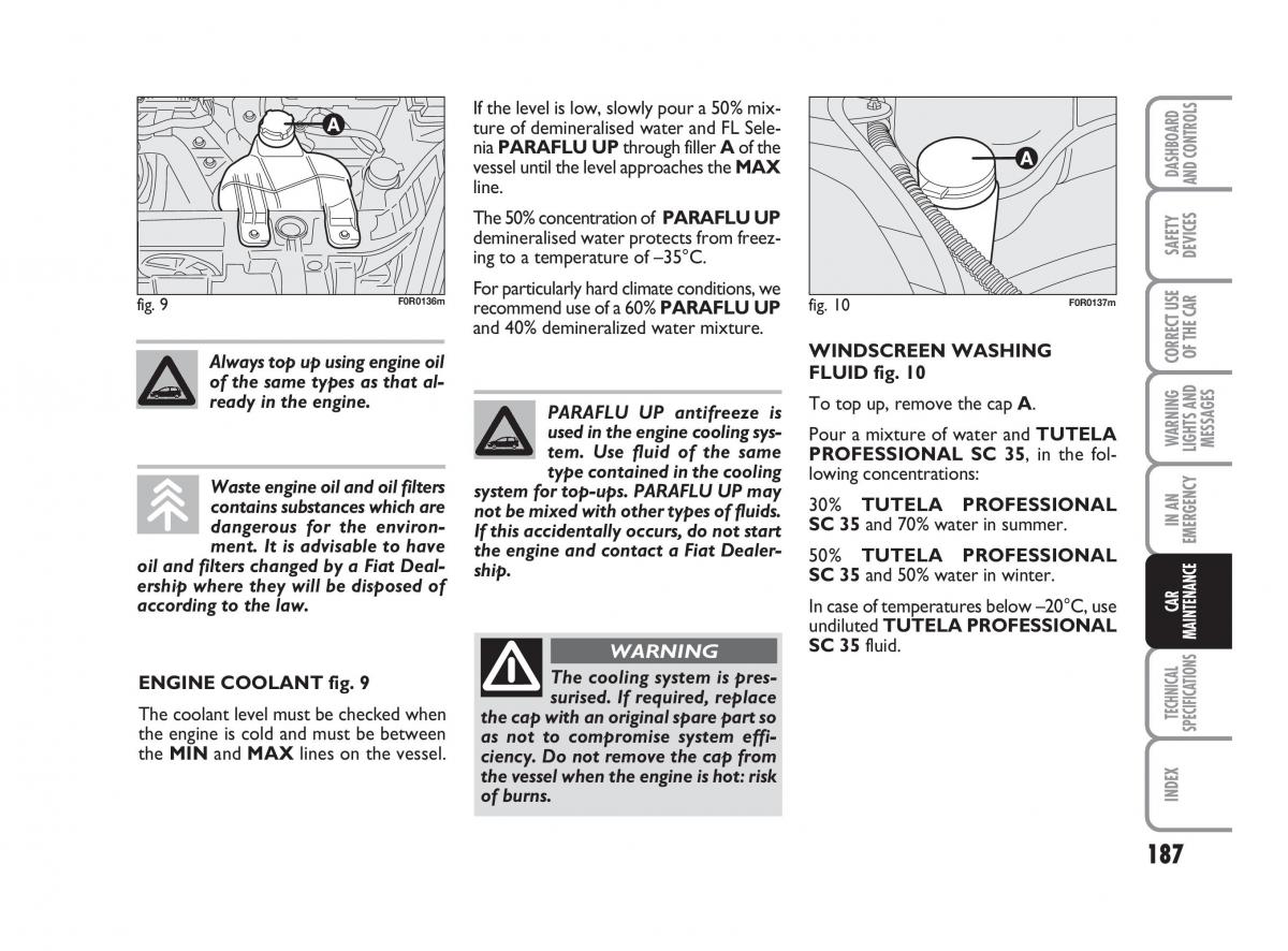 Fiat Linea owners manual / page 188